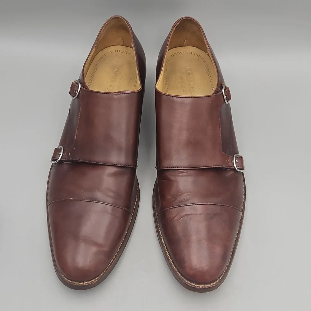 Cole Haan Grand OS Double Monk Strap Oxfords Mens 13 Dark Brown Dress Shoes